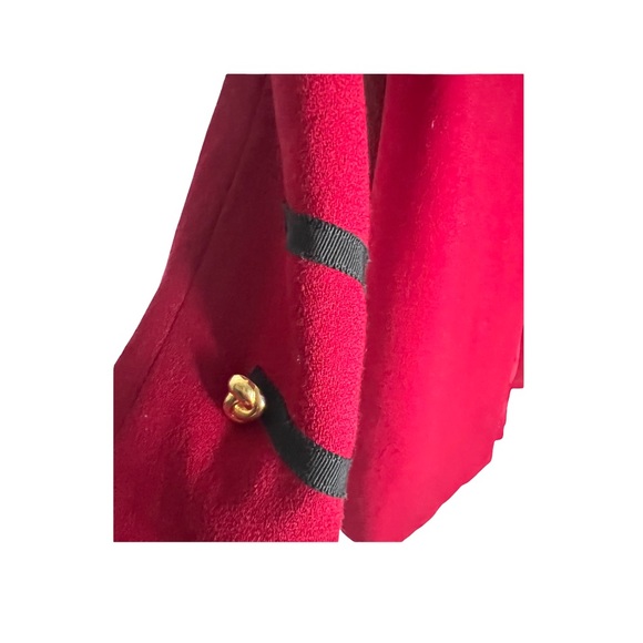 Vintage 100% Wool Military Style Jacket Blazer Red 80s Stripes Black Flaws 6 - Picture 6 of 8
